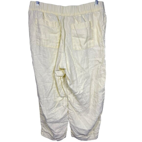 J JILL LOVE LINEN PANTS WIDE LEGS CROPPED Butter Yellow LAGENLOOK MINIMALIST Med - Picture 6 of 12